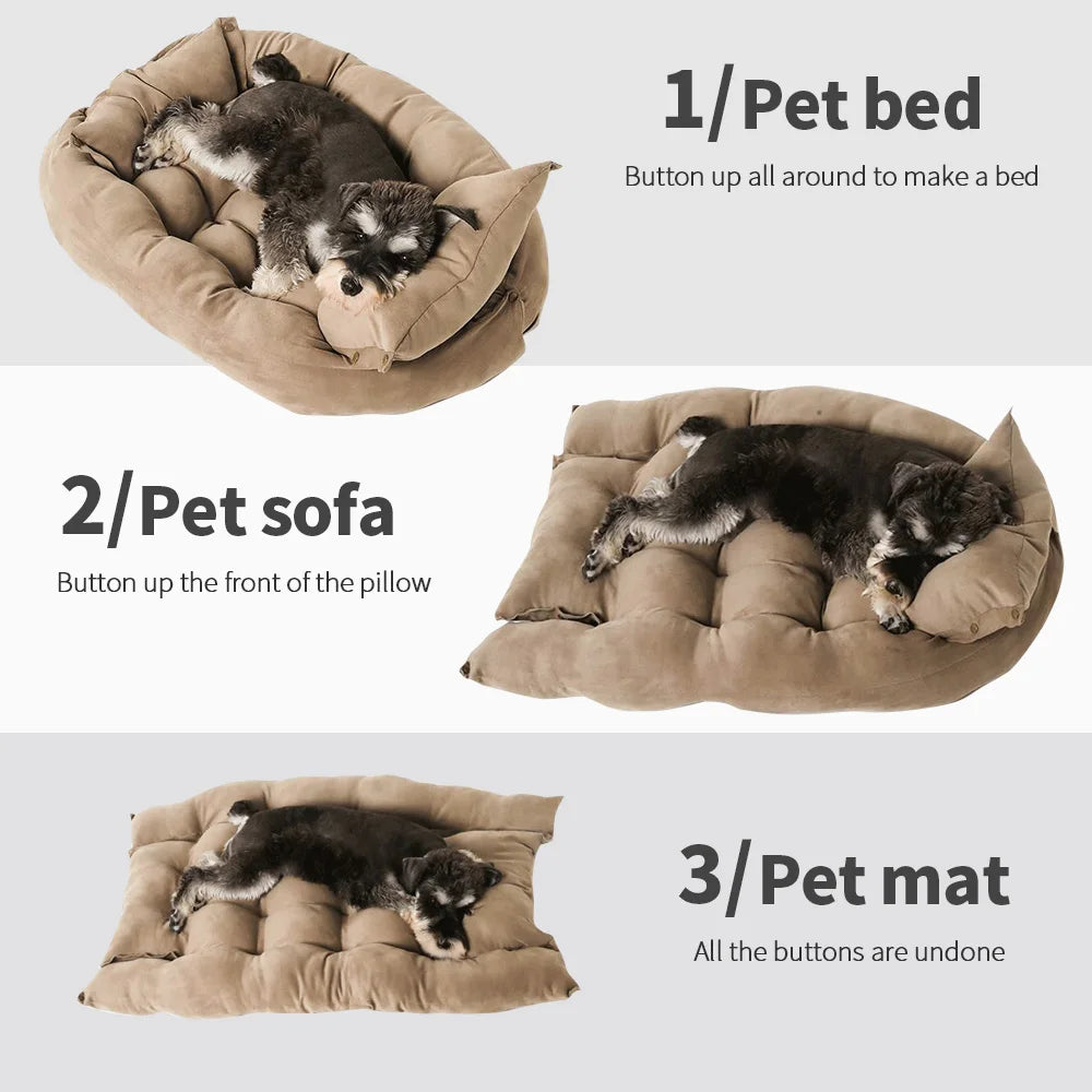 The LillyGreen CozyFold™ Convertible Dog & Cat Bed – Foldable, Plush & Multi-Functional for Small Spaces