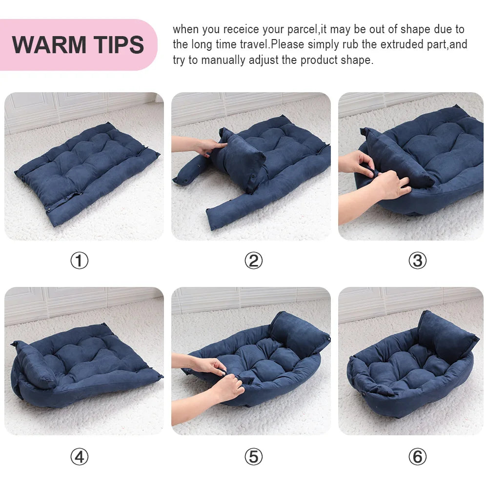 The LillyGreen CozyFold™ Convertible Dog & Cat Bed – Foldable, Plush & Multi-Functional for Small Spaces