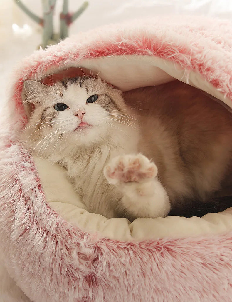 The LillyGreen Hideaway™ Covered Nest – Plush Faux Fur Retreat for Small Pets