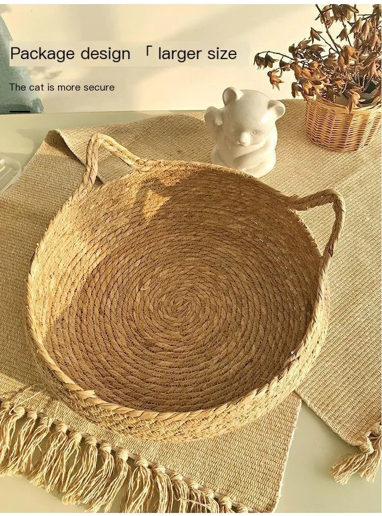 The LillyGreen Woven Retreat™ – Chic Natural Bed for Cozy Pets in Urban Spaces