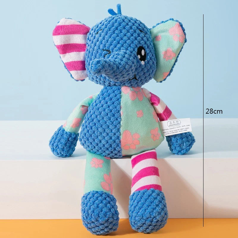 The LillyGreen Whimsy Pals™ Plush Dog Toys - Patchwork Bunny & Winking Elephant Duo
