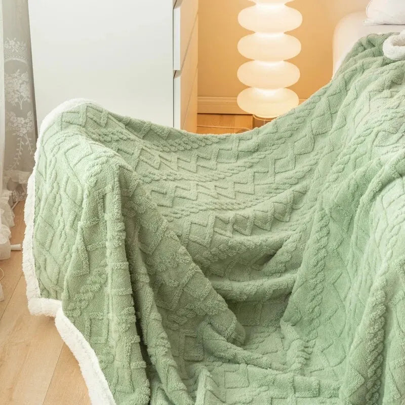 The LillyGreen CozyKnit™ Soft Comfy Blanket - Textured Cable Knit for extra comfort