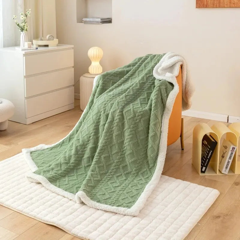 The LillyGreen CozyKnit™ Soft Comfy Blanket - Textured Cable Knit for extra comfort