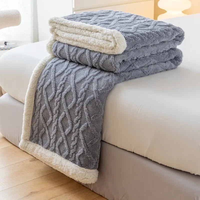 The LillyGreen CozyKnit™ Soft Comfy Blanket - Textured Cable Knit for extra comfort