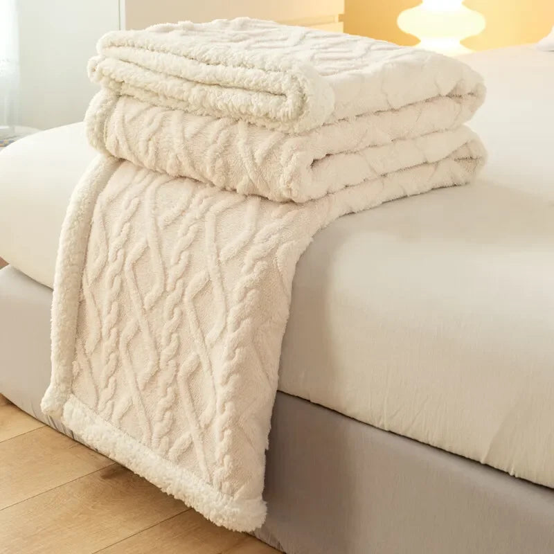 The LillyGreen CozyKnit™ Soft Comfy Blanket - Textured Cable Knit for extra comfort