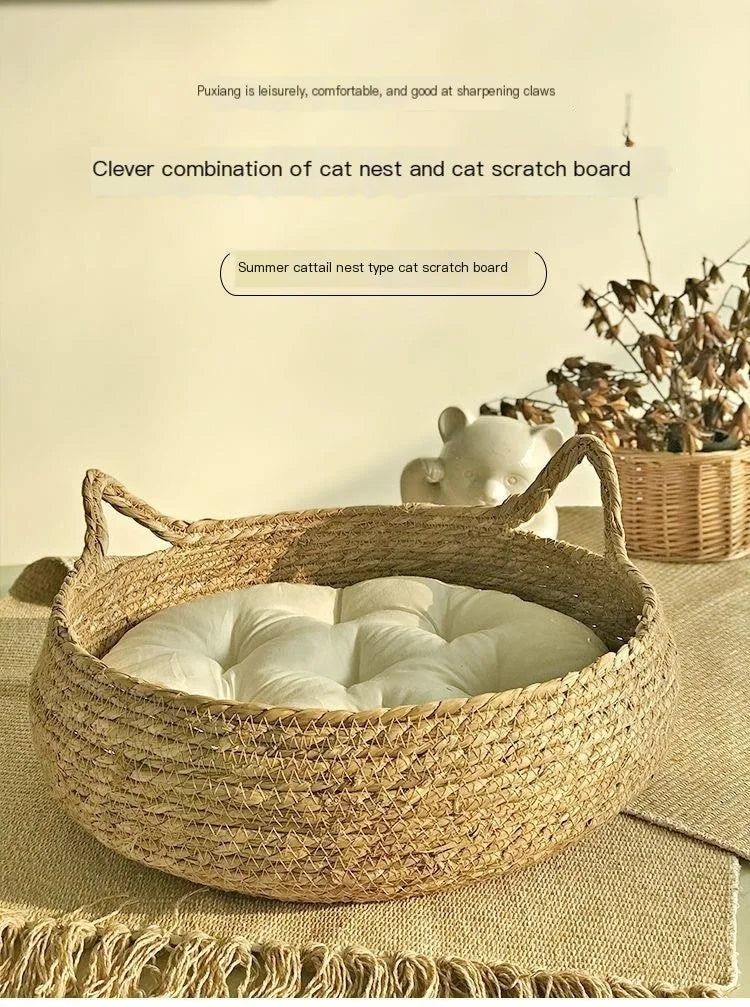 The LillyGreen Woven Retreat™ – Chic Natural Bed for Cozy Pets in Urban Spaces