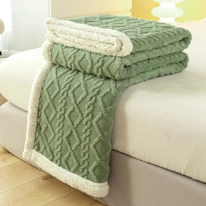 The LillyGreen CozyKnit™ Soft Comfy Blanket - Textured Cable Knit for extra comfort