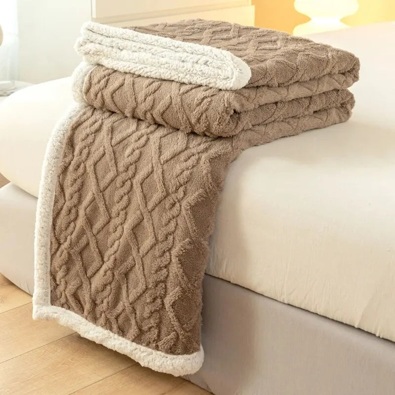The LillyGreen CozyKnit™ Soft Comfy Blanket - Textured Cable Knit for extra comfort