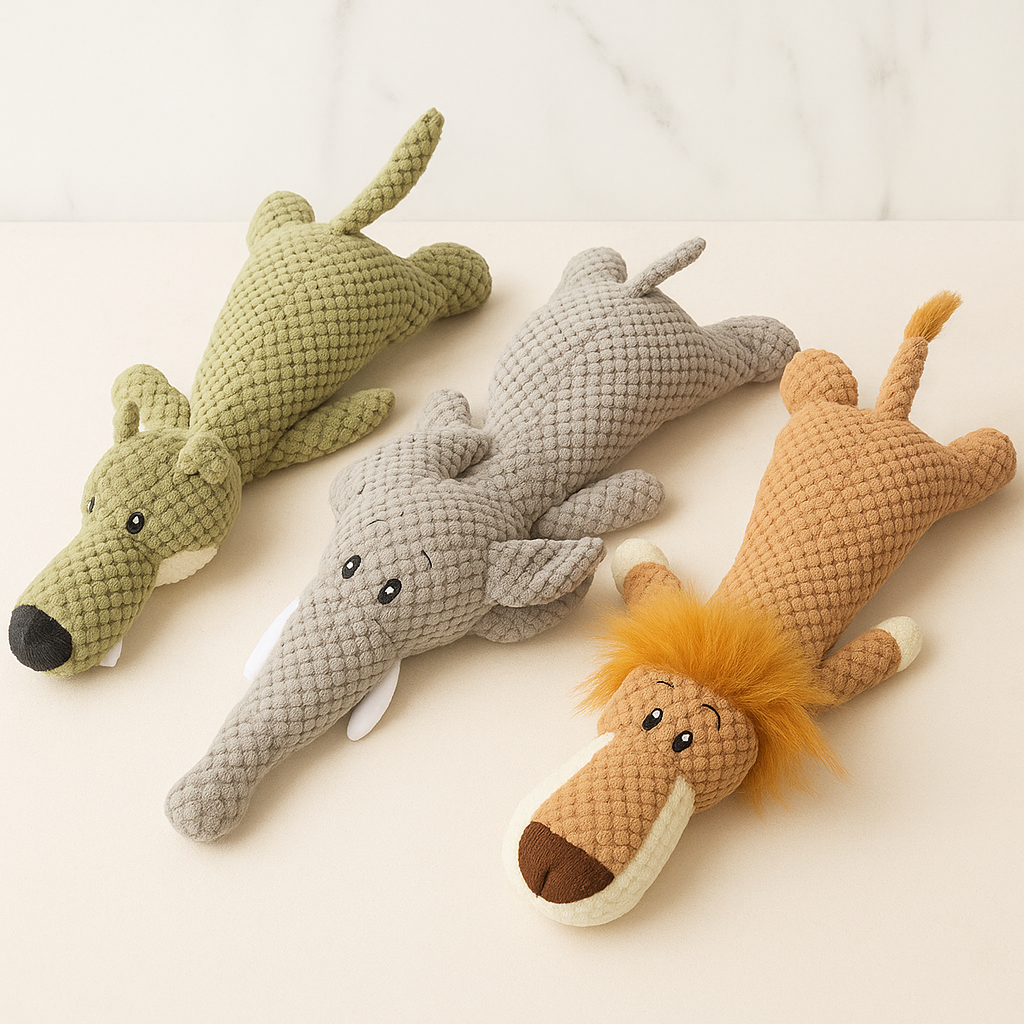 The LillyGreen JungleJoy™ Plush Trio - Soft chew Toys for Playful Pups