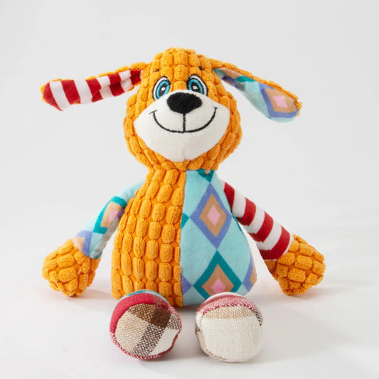 The LillyGreen Whimsy Pals™ Plush Dog Toys - Patchwork Bunny & Winking Elephant Duo