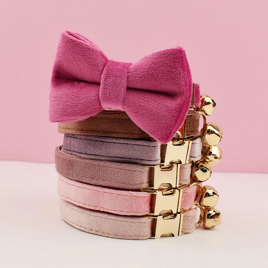 The LillyGreen BowBelle™ Collar with Bow Tie and Bell - The Rosé Luxe Range