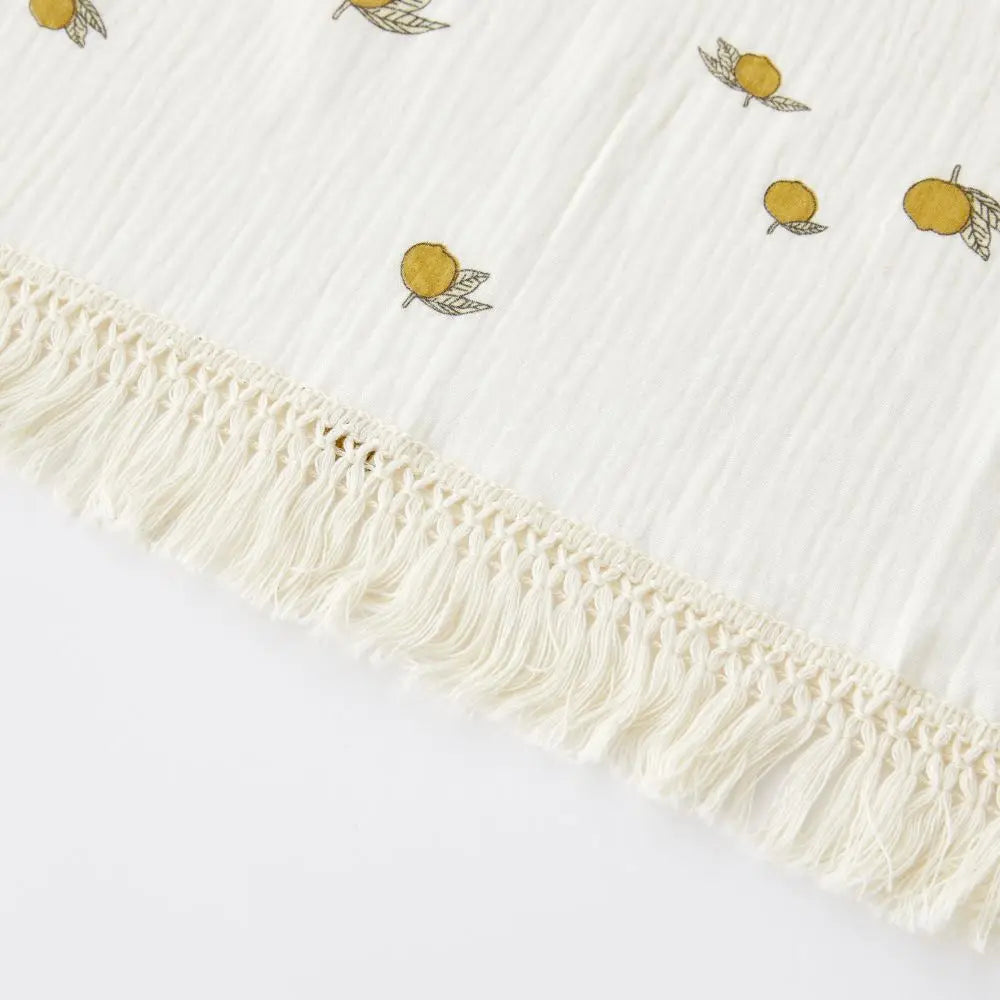 The LillyGreen CozyFold™ Muslin Throw – Lightweight Fringe Blanket for Pets