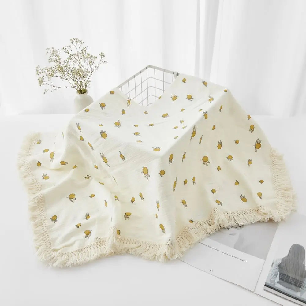 The LillyGreen CozyFold™ Muslin Throw – Lightweight Fringe Blanket for Pets