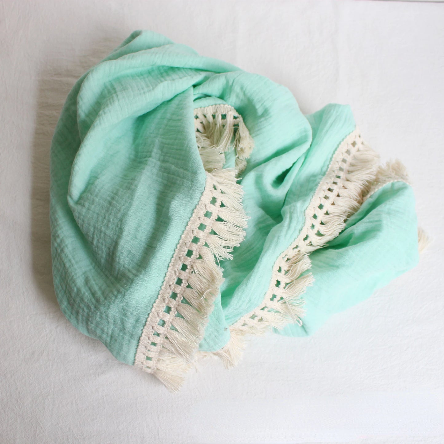 The LillyGreen CozyFold™ Muslin Throw – Lightweight Fringe Blanket for Pets