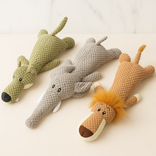 The LillyGreen JungleJoy™ Plush Trio - Soft chew Toys for Playful Pups